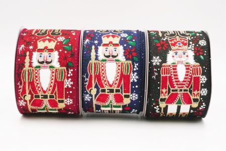 Nutcracker Soldier & Ginger Bread Christmas Wired Ribbon - Nutcracker Soldier & Ginger Bread Christmas Wired Ribbon